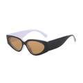 Cat-eye sunglasses with stylish black and white frame and light brown lenses - Black Outer White Inner Frame Tea Lenses