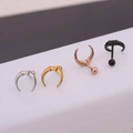 Pendientes de cartílago de luna de acero inoxidable en plata, oro, oro rosa y negro - Forma de Cuerno (NO.7 Barra 0.8x6mm) / Dorado
