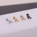 Piercings de cruz en acero inoxidable plateado dorado rosa y negro para oreja - Forma de Cruz (NO.5 [Barra 0.8x6mm]) / Plateado