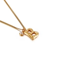 Golden box chain necklace featuring a bamboo-textured letter B pendant with clear zircon - Letter B (KN91783-KFC)