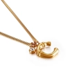 Golden letter C pendant necklace with bamboo texture and box chain detail - Letter C (KN91784-KFC)