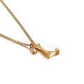 Golden stainless steel necklace featuring letter L pendant and sparkling zircon - Letter L (KN91793-KFC)