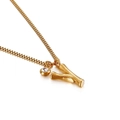 Golden bamboo texture letter pendant necklace with box chain and crystal charm - Letter Y (KN91806-KFC)