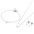 Minimalistisches Schmuckset aus Silber-Edelstahl mit poliertem Herzanhänger und Ohrringen - Stahl 3-Teiliges Set (KS199056-K)
