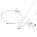 Conjunto de joyas de acero inoxidable plateado con colgantes de corazón blanco - Juego de 3 piezas color acero (KS199061-K)