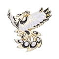 Mythical phoenix enamel pin in black and white finish with gold metal outlines - Phoenix