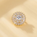 Macro view of gold-plated sunflower brooch featuring zircon clusters and sparkling inlay - XZ5 Sunflower Radiance