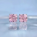 Ohrstecker mit rosa Kissen-Schliff 1,5ct Carbon-Diamant in 925er Sterlingsilber - 925er Silber / Rosa Zirkonia