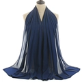 Navy blue pearl chiffon hijab scarf for women, lightweight semi-transparent summer shawl - Navy Blue