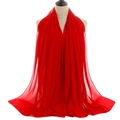 Vibrant red long chiffon shawl scarf for women with breathable and lightweight texture - Red