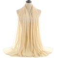 Elegant beige pearl chiffon long scarf for women with lightweight semi-transparent texture - Beige