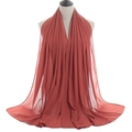 Lightweight brick red chiffon hijab scarf with breathable and soft textured fabric - Brick Red