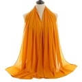 Long bright orange pearl chiffon bubble scarf shawl wrap with a breathable and drape finish - Bright Orange