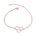 Rose gold heart pendant bracelet with heartbeat design detail and lobster clasp - Heart EKG / Rose Gold