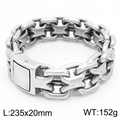 Heavy industrial punk bracelet in antique silver finish with 20mm wide curb links - 20mm Wide (KB164823-BDJX) / Antique Silver