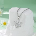 Collana a fiore d'argento con pendente in zircone lucido su base in pietra naturale - Argento