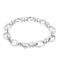 Minimalist silver stainless steel chain bracelet with interlocking oval links and clasp - Round Link Steel Color (KB160639-Z)