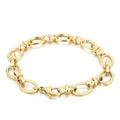 Minimalist gold titanium steel link chain bracelet with geometric hollow oval buckles - Round Link Gold (KB160640-Z)