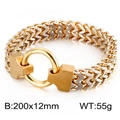 Two-tone gold and silver stainless steel dragon bone link bracelet with ring clasp - Gold Silver 20cm (KB134777-KFC)