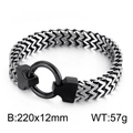 Men's two-tone silver and black dragon bone chain bracelet with 12mm width - Silver Black 22cm (KB134780-KFC)