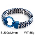 Men's titanium steel dragon chain bracelet in navy blue and silver with circle buckle - Blue Silver 20cm (KB134779-KFC)