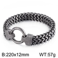 Rugged 220x12mm stainless steel chain bracelet with a heavy round clasp in silver finish - Antique Silver 22cm (KB134783-KFC)