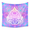 Bohemian psychedelic tapestry with colorful evil eye and mandala patterns in purple finish - All-Seeing Eye Mandala (MG100009)