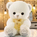 White teddy bear plush toy with I Love You yellow ribbon and silver sequin details - 35cm (Filled) / White