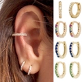 Ensemble de boucles d'oreilles dorées et zircon en plusieurs couleurs assorties - Plaqué Or + Zirconia Coloré
