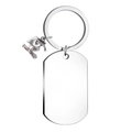 Polished silver stainless steel graduation cap charm with engravable blank dog tag pendant - Graduation Cap Charm