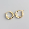 Poliierte S925 Sterling Silber klobige Goldcreolen mit sicherem Verschluss - Gold