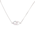 Silver interlocking double ring necklace featuring colorful micro-pave cubic zirconia - Silver (Rainbow Zirconia)