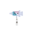 Retractable badge holder with cute cartoon syringe embroidery and metal alligator clip - Blue Kiss Syringe