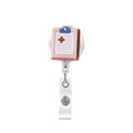Pink medical clipboard retractable badge reel with red cross and metal clip on white background - Pink Clipboard
