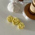 Matte pale yellow rose hair claw clip with elegant floral design in minimalist style - Yellow