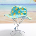 Cappello da sole blu per bambini con papere gialle e sottogola regolabile - Grande Papera Gialla (Teal Chiaro)