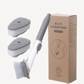 Hydraulic kitchen cleaning brush set with grey handle and sponge replacement heads - 1 Handle + 1 Brush + 2 Sponges (Boxed)