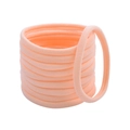 Close-up showing thickness and texture of candy-colored elastic nylon hair bands - Orange Pink (8)