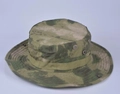 Jungle green camouflage tactical boonie hat with wide brim and breathable metal eyelets - One Size / Green Ruins