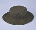Olive green tactical boonie hat with wide brim and side metal ventilation eyelets - One Size / Army Green