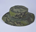 Close-up of tactical boonie hat with jungle camouflage pattern and breathable side vents - One Size / US Green Camo