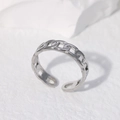 Anello aperto minimalista in acciaio inossidabile argento con design a catena su pietra - Color Acciaio