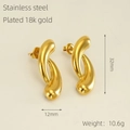 Minimalist 18k gold plated stainless steel stud earrings with irregular cross geometry - Fluid Liquid Metal Style (893) / 18K Gold