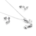 Set gioielli corna di alce in argento con collana e orecchini a lobo su sfondo bianco - Color Acciaio (KS132930-K)