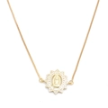 Collar de cobre dorado con colgante de retrato religioso y circonitas en micro pavé - B0099MLYA2 Icono Religioso de Oro Piedra Clara