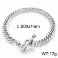 Bracciale a catena cubana da 8 mm in acciaio al titanio argento con chiusura a cuore OT - Catena Cubana da 7mm Con Chiusura a Cuore OT(KB165894-ZZ)