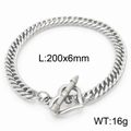 Bracciale a catena cubana da 8mm in acciaio al titanio argento con chiusura a cuore OT - Catena Cubana da 6mm Con Chiusura a Cuore OT(KB165895-ZZ)