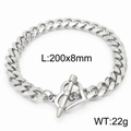 Bracciale a catena cubana da 8mm in acciaio titanio argento con chiusura a cuore - Catena Cubana da 8mm Con Chiusura a Cuore OT(KB165896-ZZ)
