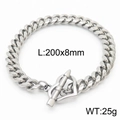 Bracciale a catena cubana 8mm in acciaio titanio argento con chiusura a cuore - Catena Cubana Pesante da 8mm Con Chiusura a Cuore OT(KB165897-ZZ)