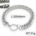 Bracciale da uomo a catena cubana in acciaio al titanio con chiusura a molla - Stile di Larghezza 9mm (KB165900-ZZ)